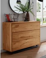 Kommode ANNA Wildeiche massiv 105 x 88 cm Metallfuss schwarz