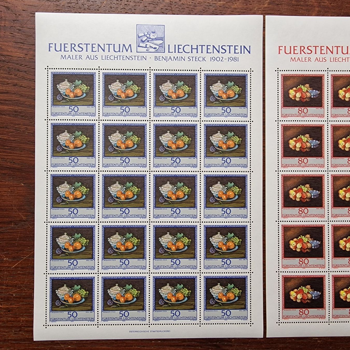 Tutti i francobolli: FL 1990 Serie Bogen "Maler aus Liechtenstein" postfrisch – Nuovo (secondo la descrizione) da Aesch LU venduto da briefmarken.uray 1