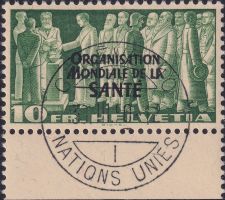 1948, OMS, Nr.25 mit Tab und Vollstempel GENF, Kat: 130.-