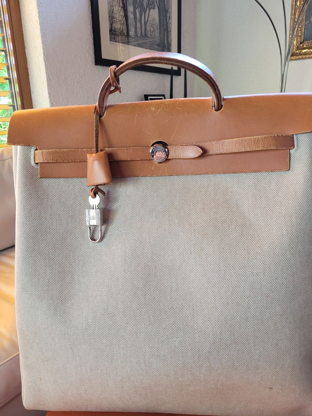 Hermès Borse da donna: Hermès Herbag 39  Schwarz / Beige – Usato da Wallisellen venduto da mariusklar73 4