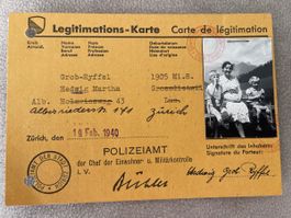 Alte Polizeilegitimation Stadt Zürich von 1940 Rarität