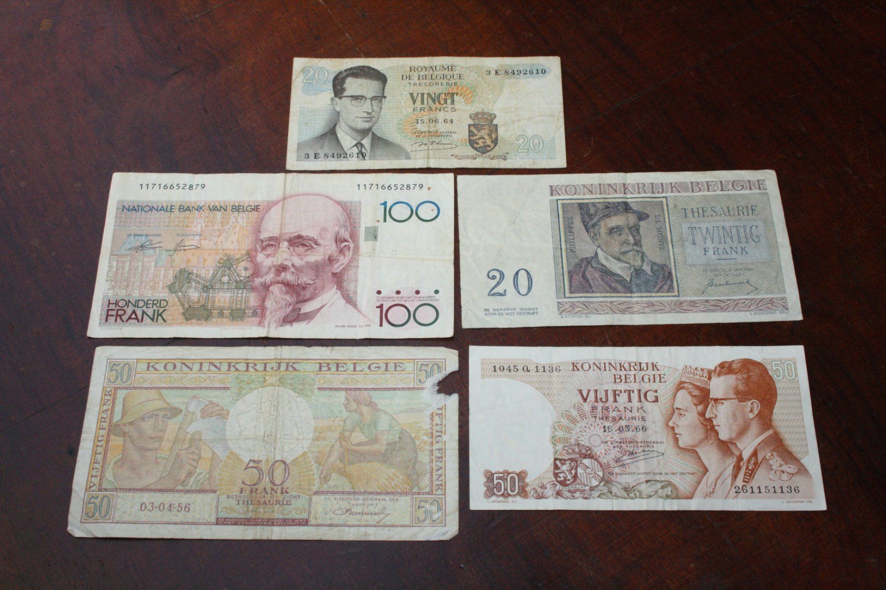 Banknoten: Belgique lot 5 billets – Gebraucht aus Cormondrèche von Hermes.monnaies