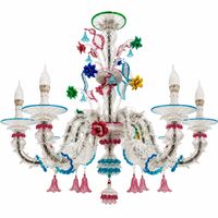 Murano Veneziano "Fiori" Kronleuchter 8-Flammig