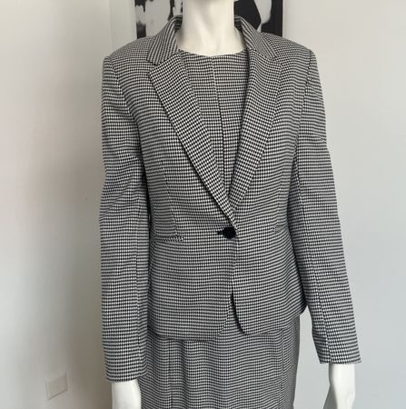 Anzug: Veston Kleid Hose, weiss/schwarz  G 38