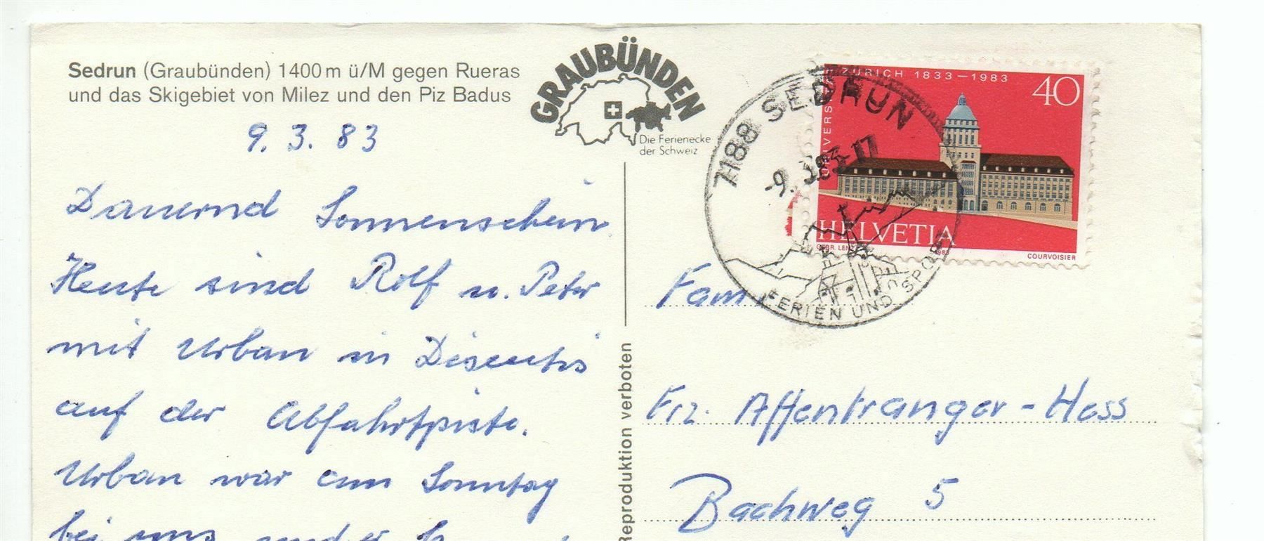 Cartes postales: SEDRUN Furka-Oberalp-Bahn – D'occasion à Jona par philajona 1