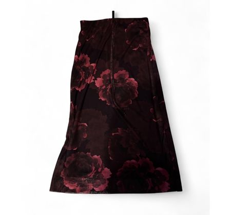 Rock Netzstoff Blumenmuster dunkelrot schwarz
