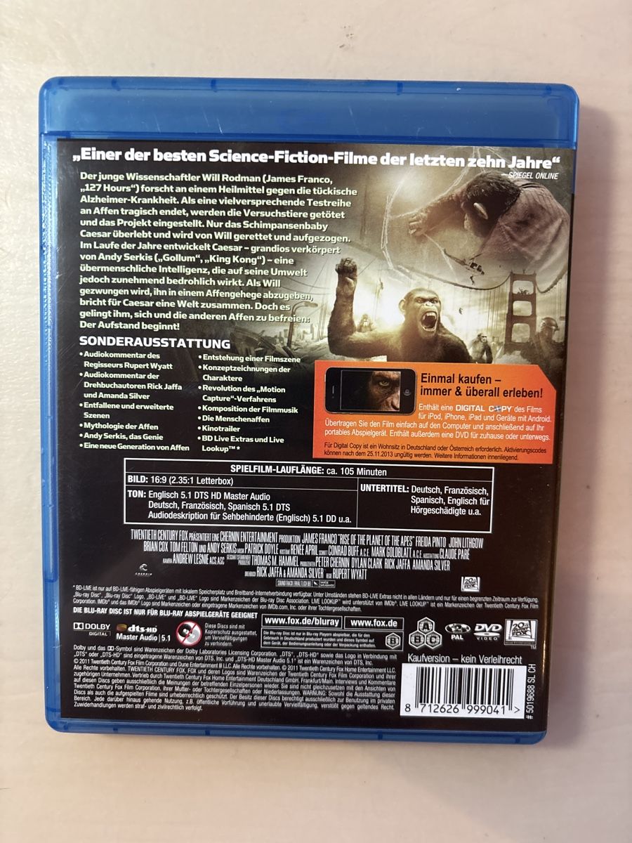 Tutti i DVDs: Planet der Affen: Prevolution - Blu-ray/DVD Top Zustand! – Usato da Ruswil venduto da Slivio_ 1