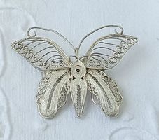 Filigrane Schmetterling Broche 925 Silber Antik 