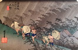 HIROSHIGE-Gravure sur bois- 53 station TOKAIDO-SHONO-Tempête