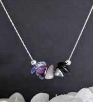 Collana con pietre naturalie inserti color argento nuova