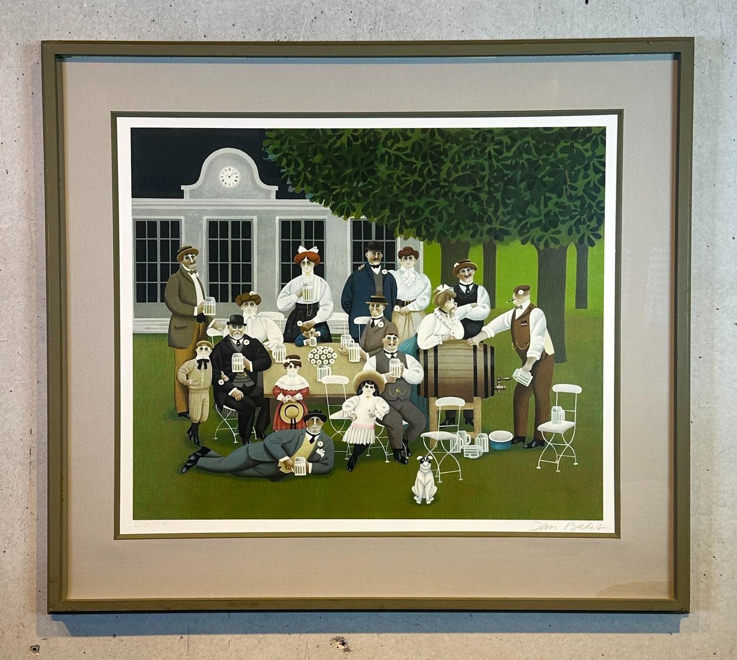 Dipinti: JAN BALET - Farblithografie Vornehme Gesellschaft – Usato da Basel venduto da Kaffee_und_Kunst 1