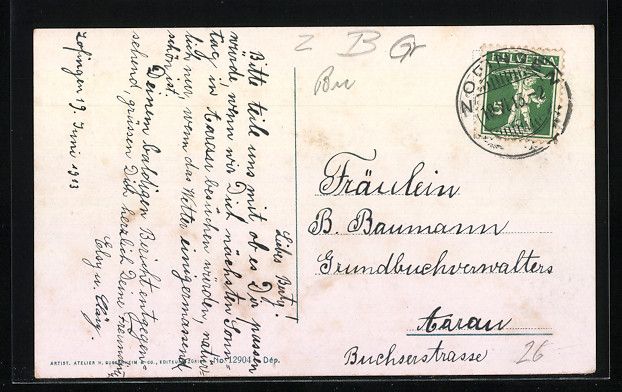 Cartoline postali: Zofingen, Pulverturm mit Strasse bei Vol – Usato da Berlin venduto da bartko-reher 1