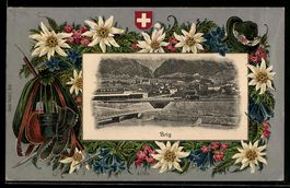Brig, Ortsansicht mit Eisenbahnstrecke