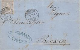 Winterthur (ZH) Brief nach Brescia 1872 Helvetia 30 Rp