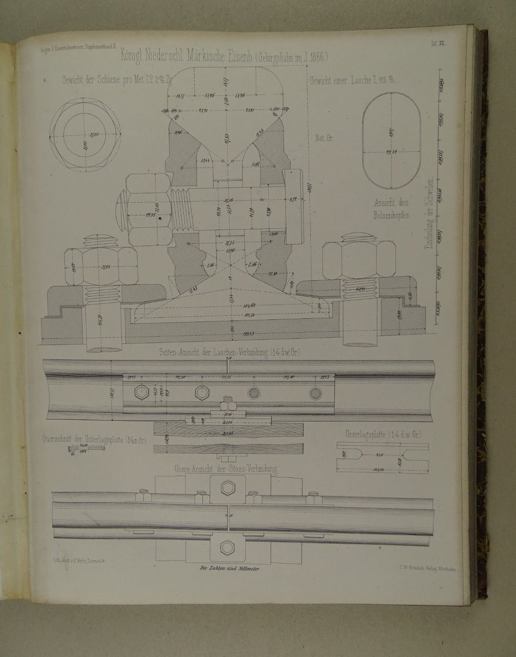 Libri: FORTSCHRITTE DES EISENBAHNWESENS IN TECH. BEZIEHUNG, 1871 – Usato da Grüningen venduto da Kartensammler