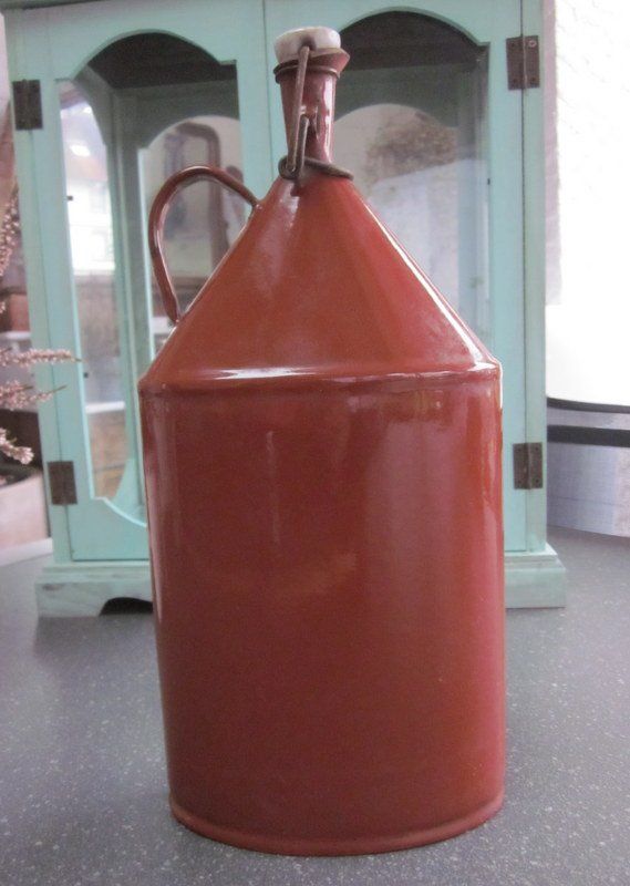 Bicchieri, Caraffe & Bottiglie: Alte Email-Flasche 2 Liter, braun, Schwerter Emaille – Usato da Bischofszell venduto da raika 1