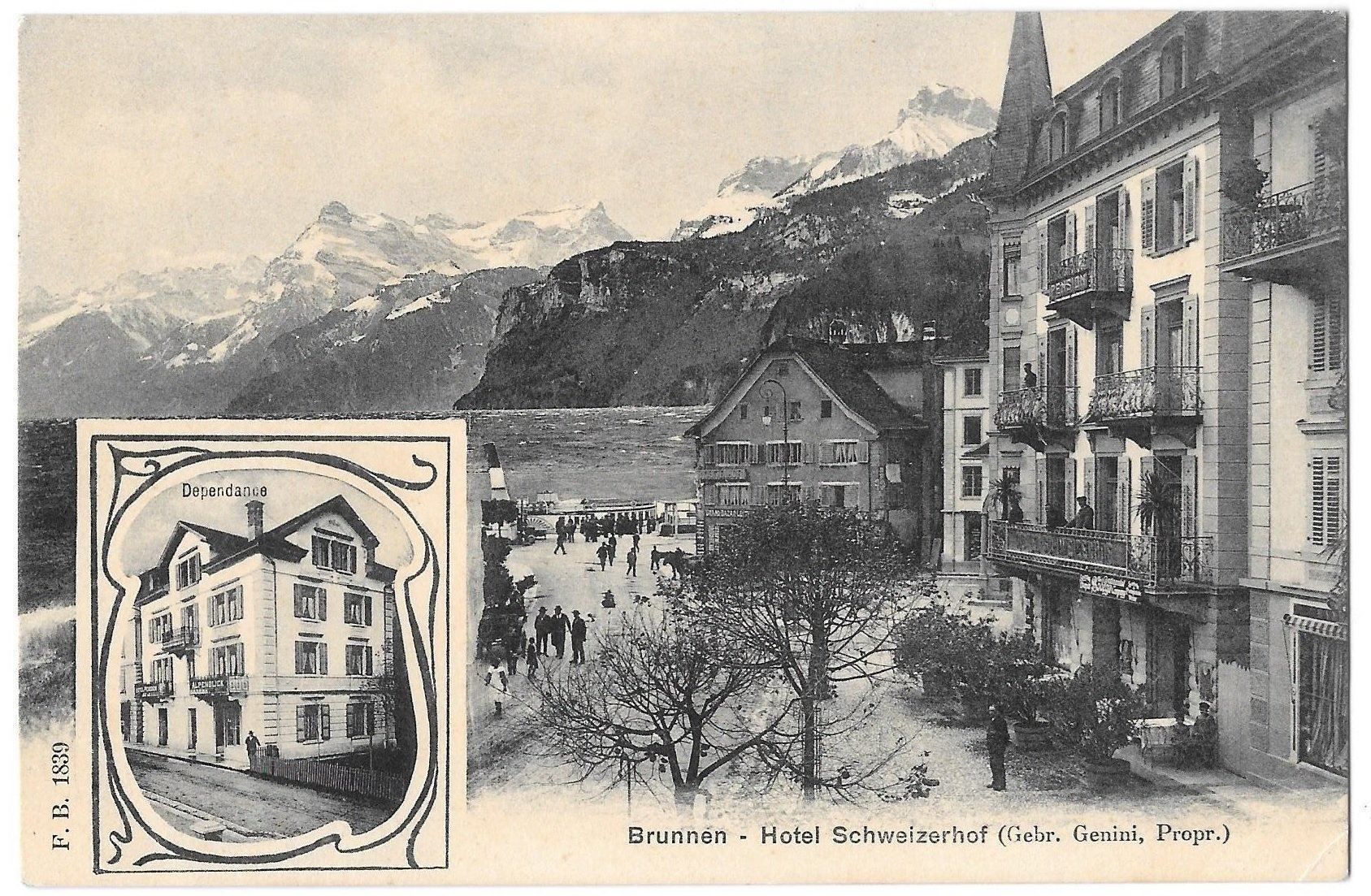 Cartoline postali: Brunnen Hotel Schweizerhof mit Dependance – Usato da Olten venduto da clotaldi