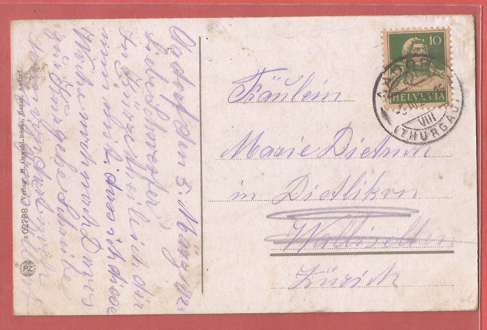 Cartoline postali: Aadorf TG - 1923 – Usato da Fislisbach venduto da Porano 1