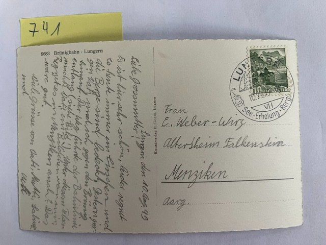 Cartoline postali: alte Ansichtskarte Brünigbahn Lungern, 1949 – Usato da Niederwil AG venduto da dahu75 1