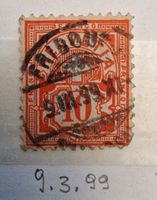 🇨🇭Schweiz Briefmarke, rot, gebraucht, 10 Rp., antik top!