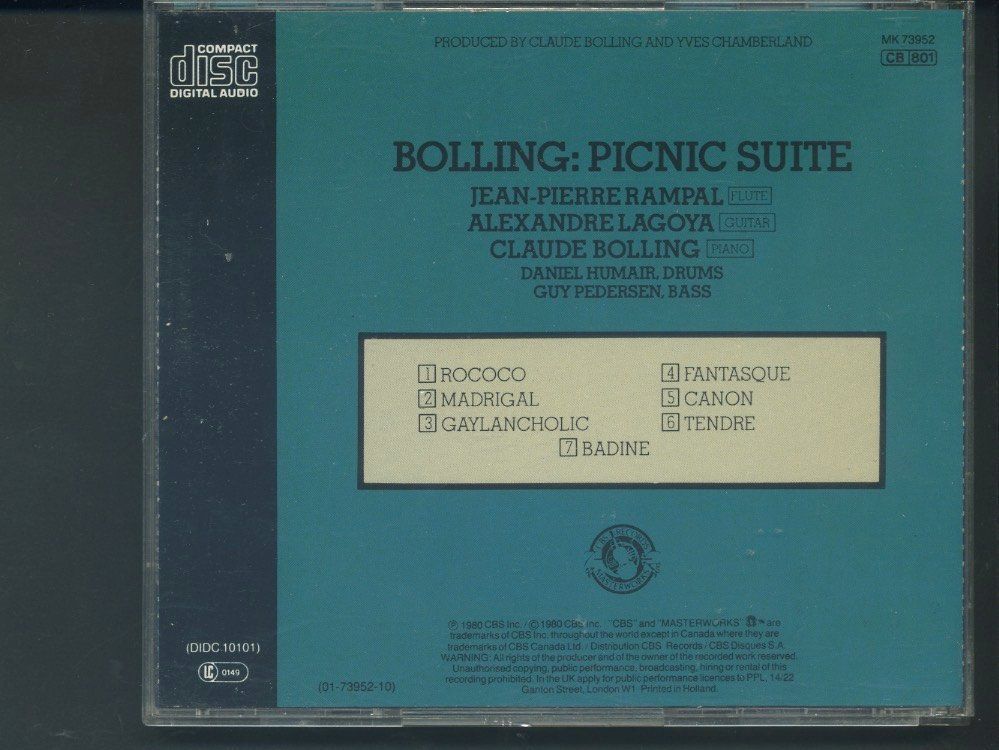 CD: Picnic Suite - Claude Bolling – Usato da Delémont venduto da MaxPlan 1
