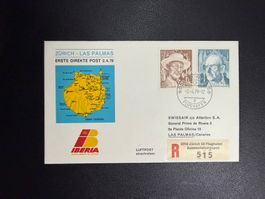 Iberia Erstflugbrief Zürich-Las Palmas 1979