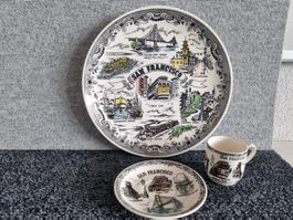 San Francisco Souvenir Set: Teller, Tasse und Unterteller