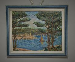 Vintage postimpressionistisches Antibes-Ölbild, signiert