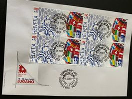 4er Block Philatelie Weltausstellung Lugano 2022 Vollstempel