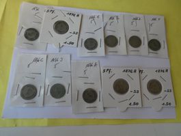 Dt. Reich 1876, Konvolut 5-Pfennigmünzen