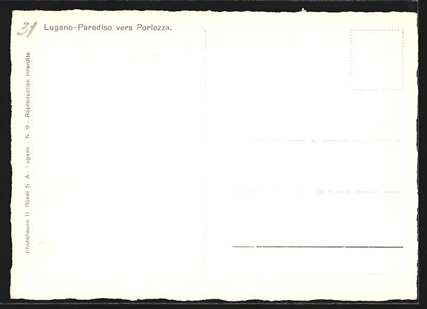 Cartoline postali: AK Lugano-Paradiso, Blick auf Porlezza – Usato da Berlin venduto da bartko-reher 1