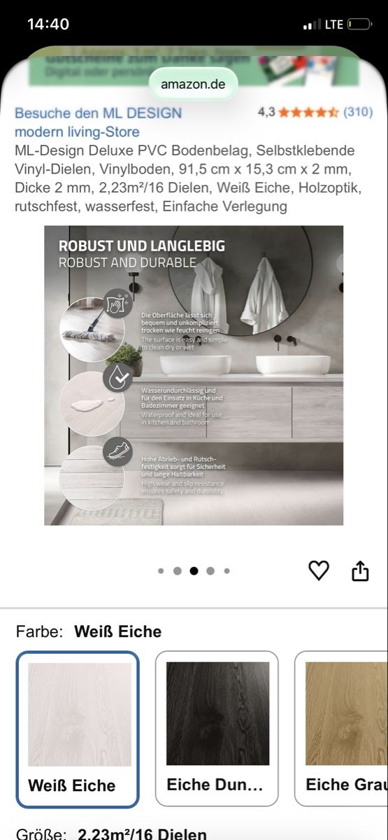 Rivestimenti per pavimenti: ML-Design PVC Bodenbelag, selbstklebend, Weiss Eiche! – Nuovo e nell'imballaggio originale da Widnau venduto da flottifetze 8