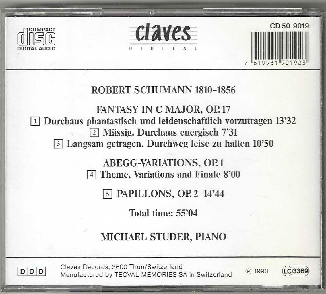 CD: Michael Studer - Schumann / Worls For Piano, op.1,2,17 – Usato da Genève venduto da CDLPBookS 1