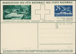 1931  Pro Patria - Bundesfeierkarte - Flugpost•ungebraucht *