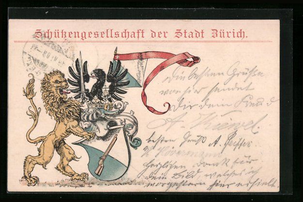 Cartoline postali: Litho Zürich, Schützengesellschaft der – Usato da Berlin venduto da bartko-reher