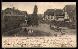 AK Kerzers, Passanten und Pferdekutsche in der Gerbegasse