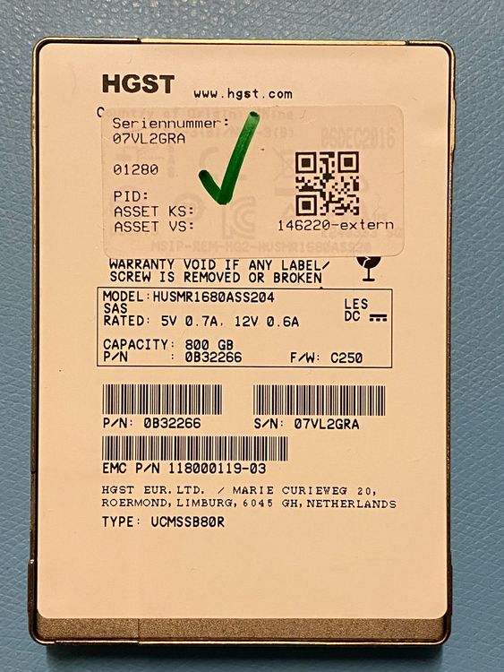 HGST Hitachi 800GB SAS SSD 2.5" 12gbps Enterprise Datacenter (Gebraucht ...