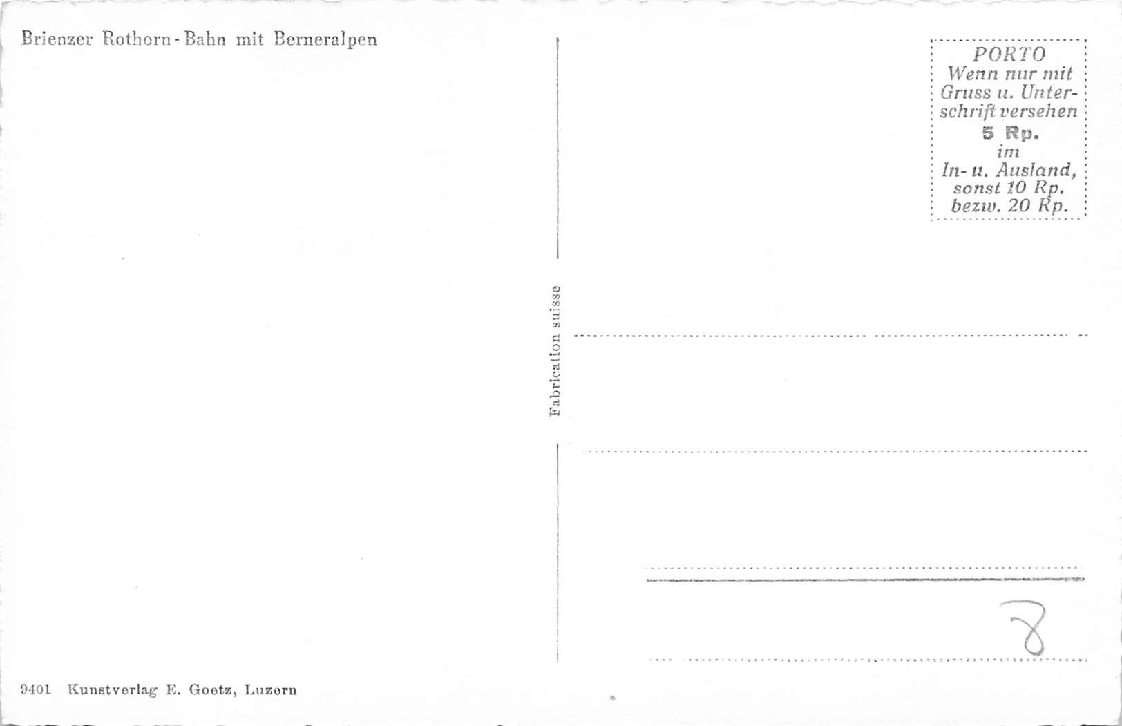 Cartoline postali: Brienz BE Brienzer Rothorn Bahn mit Berneralpen – Usato da Biasca venduto da Blenio71 1