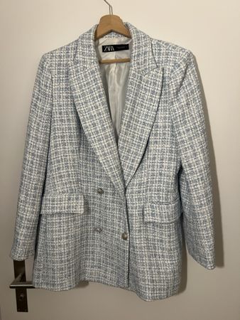 Eleganter Zara Blazee hellblau kariert, Grösse XL- NEU