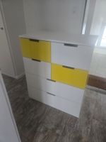 Kommode weiss gelb 6 Schubladen