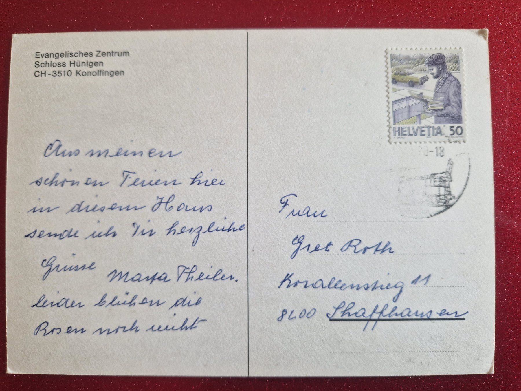 Cartoline postali: Schloss Hünigen Konolfingen – Usato da Melchnau venduto da Fishel 1