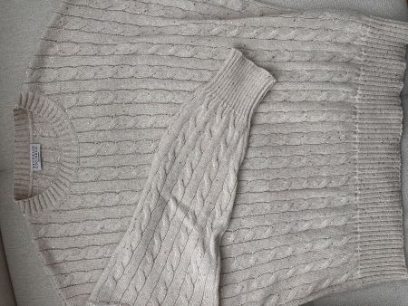 Brunello Cucinelli Pailletten Zopfpullover Gr. L – Made in I