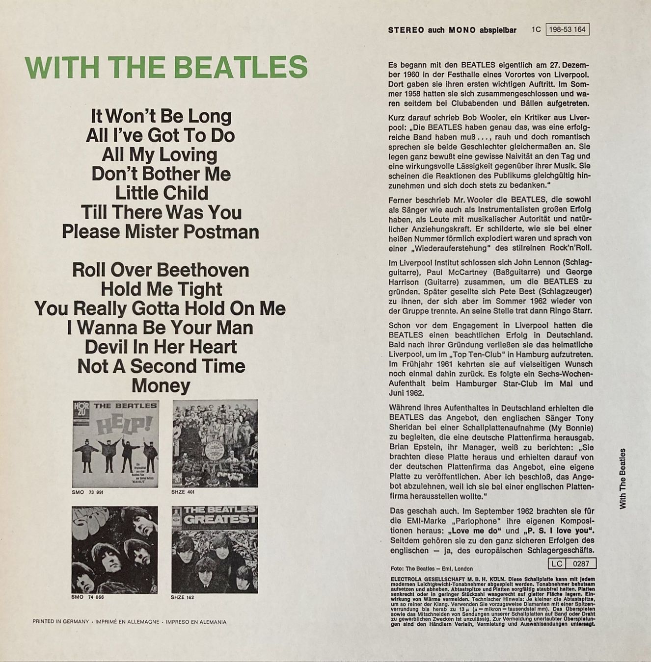 Schallplatten: BEATLES - WITH THE BEATLES – Gebraucht aus Bottens von hotter-than-hell 1