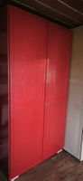 Kleiderschrank rot, Holz mit Schubladen, Tablar und Stange