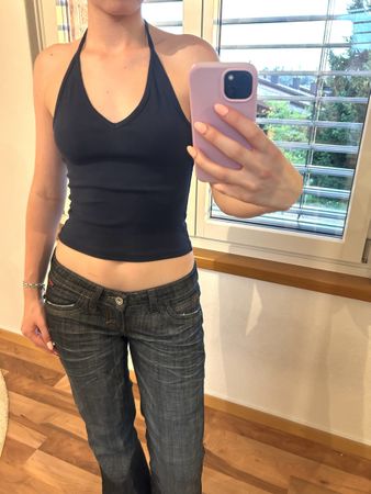 cute stradivarius top navy blue 