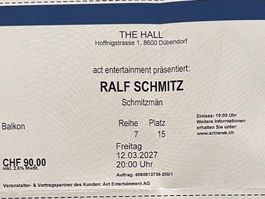 3x Ralf Schmitz Tickets 12.03.2027 in Zürich