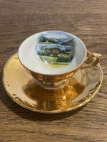 Tasse mit Untertasse Goldfarben Motiv Titisee-Schwarzwald