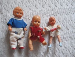 3 x  kleine  antike Püppchen / Puppen für Puppenhaus Puppens