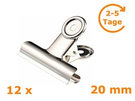 Briefklemmer Metall, Farbe nickel, 20 mm