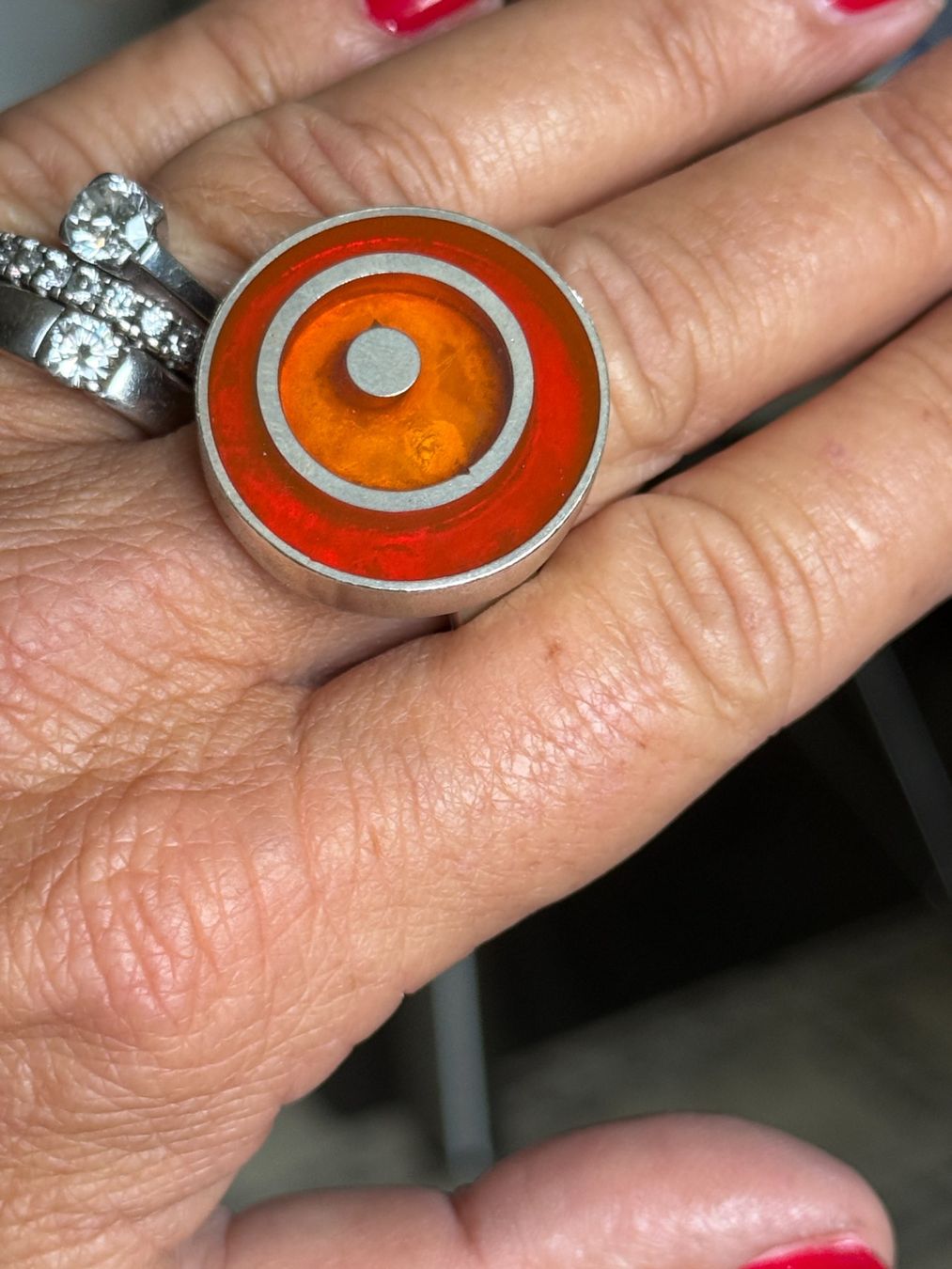Ringe: Vintage Statement Ring,  Orange Herbstfarben! – Gebraucht aus Maienfeld von Cmicky 2